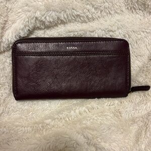 Fossil Women's Dark Brown Leather Clutch